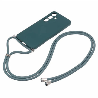 For Samsung Galaxy S24+ TPU Phone Case Rubberized Fiber Inner Lining Protective Shell with Lanyard