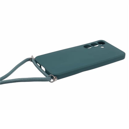 For Samsung Galaxy S24+ TPU Phone Case Rubberized Fiber Inner Lining Protective Shell with Lanyard