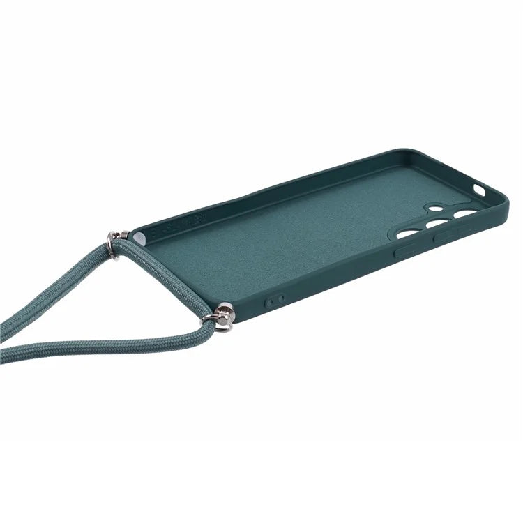 For Samsung Galaxy S24+ TPU Phone Case Rubberized Fiber Inner Lining Protective Shell with Lanyard