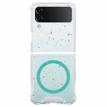 JTW Series For Samsung Galaxy Z Flip3 5G Magnetic Case Sparkle Epoxy TPU+Acrylic Phone Back Shell