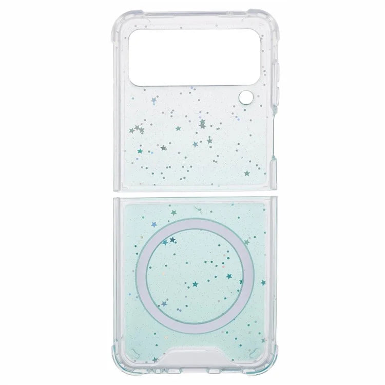 JTW Series For Samsung Galaxy Z Flip3 5G Magnetic Case Sparkle Epoxy TPU+Acrylic Phone Back Shell
