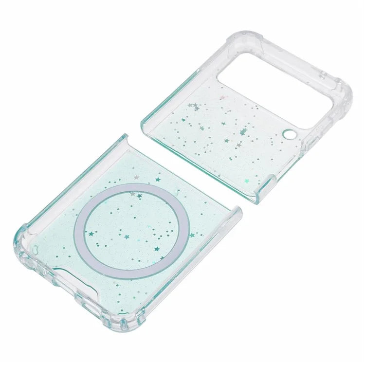 JTW Series For Samsung Galaxy Z Flip3 5G Magnetic Case Sparkle Epoxy TPU+Acrylic Phone Back Shell