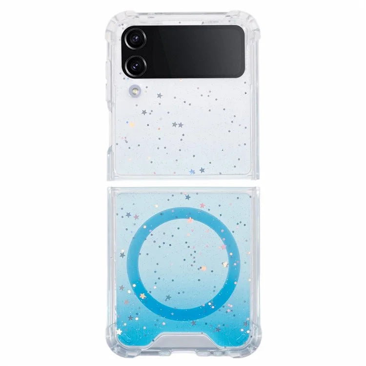JTW Series For Samsung Galaxy Z Flip3 5G Magnetic Case Sparkle Epoxy TPU+Acrylic Phone Back Shell