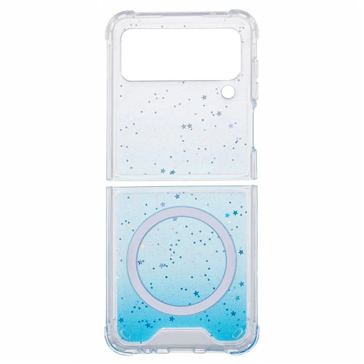 JTW Series For Samsung Galaxy Z Flip3 5G Magnetic Case Sparkle Epoxy TPU+Acrylic Phone Back Shell