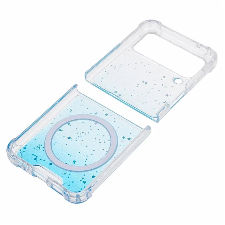 JTW Series For Samsung Galaxy Z Flip3 5G Magnetic Case Sparkle Epoxy TPU+Acrylic Phone Back Shell