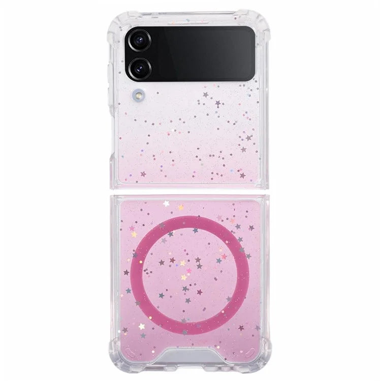 JTW Series For Samsung Galaxy Z Flip3 5G Magnetic Case Sparkle Epoxy TPU+Acrylic Phone Back Shell