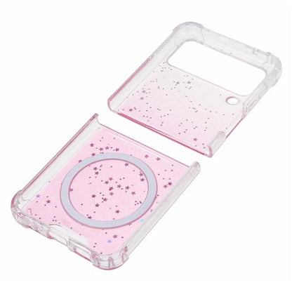 JTW Series For Samsung Galaxy Z Flip3 5G Magnetic Case Sparkle Epoxy TPU+Acrylic Phone Back Shell