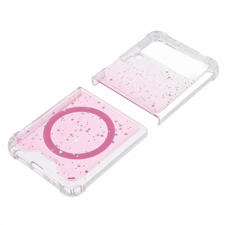 JTW Series For Samsung Galaxy Z Flip3 5G Magnetic Case Sparkle Epoxy TPU+Acrylic Phone Back Shell
