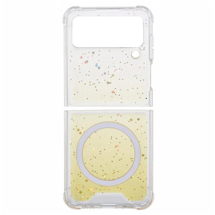 JTW Series For Samsung Galaxy Z Flip3 5G Magnetic Case Sparkle Epoxy TPU+Acrylic Phone Back Shell