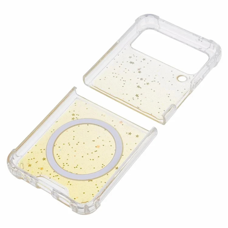JTW Series For Samsung Galaxy Z Flip3 5G Magnetic Case Sparkle Epoxy TPU+Acrylic Phone Back Shell