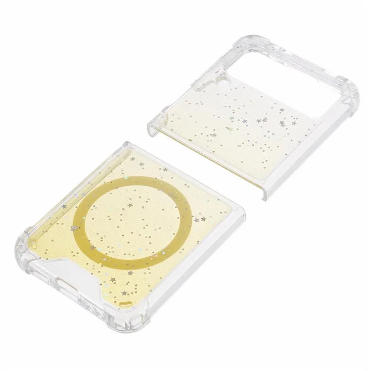 JTW Series For Samsung Galaxy Z Flip3 5G Magnetic Case Sparkle Epoxy TPU+Acrylic Phone Back Shell