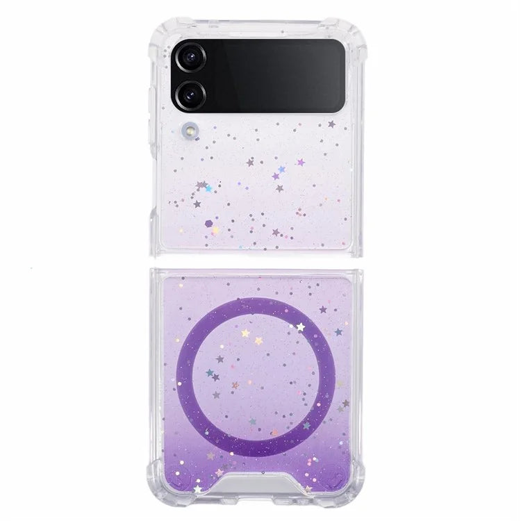 JTW Series For Samsung Galaxy Z Flip3 5G Magnetic Case Sparkle Epoxy TPU+Acrylic Phone Back Shell