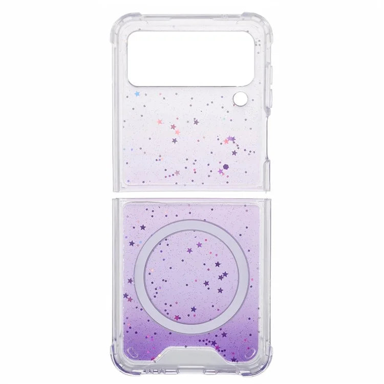 JTW Series For Samsung Galaxy Z Flip3 5G Magnetic Case Sparkle Epoxy TPU+Acrylic Phone Back Shell