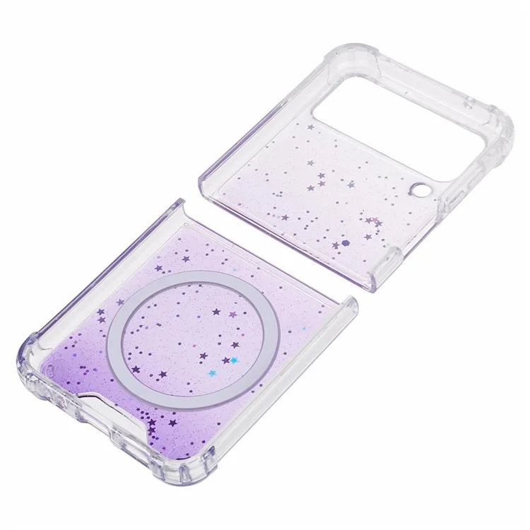 JTW Series For Samsung Galaxy Z Flip3 5G Magnetic Case Sparkle Epoxy TPU+Acrylic Phone Back Shell