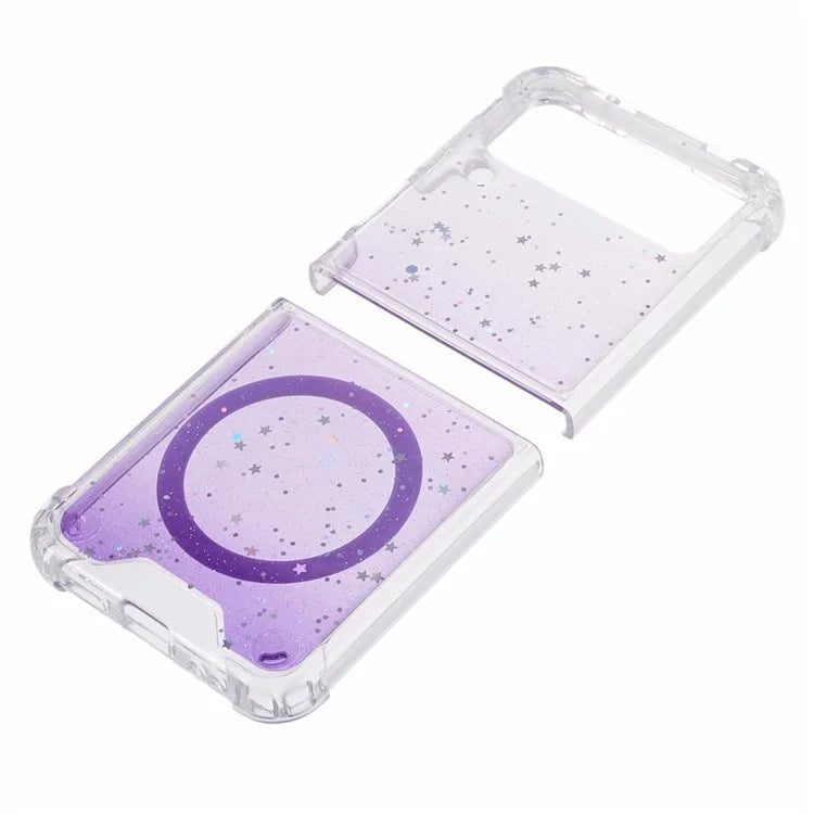 JTW Series For Samsung Galaxy Z Flip3 5G Magnetic Case Sparkle Epoxy TPU+Acrylic Phone Back Shell