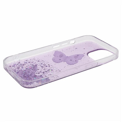 For iPhone 13 TPU+PVC Case AW Series Sparkle Epoxy Butterfly Decor Phone Cover
