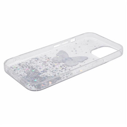 For iPhone 13 TPU+PVC Case AW Series Sparkle Epoxy Butterfly Decor Phone Cover