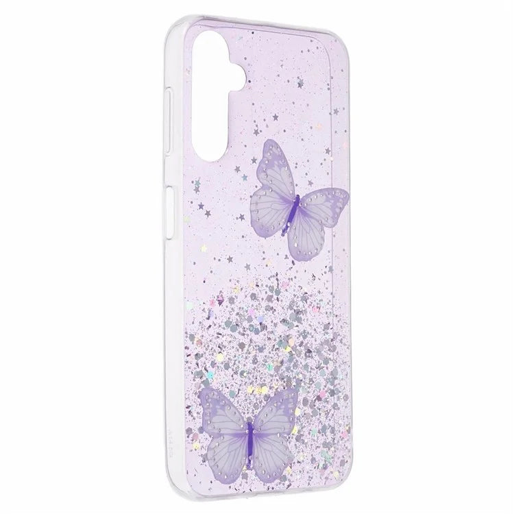 For Samsung Galaxy A14 4G / 5G Case AW Series Epoxy Butterfly Decor TPU+PVC Shockproof Cover
