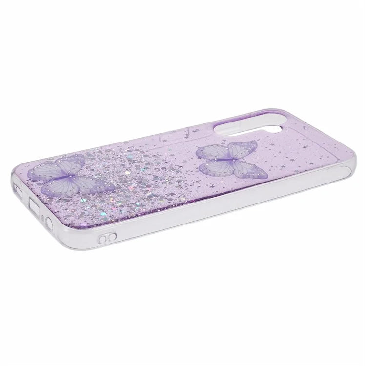 For Samsung Galaxy A14 4G / 5G Case AW Series Epoxy Butterfly Decor TPU+PVC Shockproof Cover