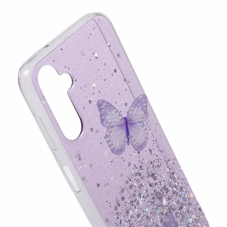 For Samsung Galaxy A14 4G / 5G Case AW Series Epoxy Butterfly Decor TPU+PVC Shockproof Cover