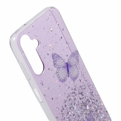 For Samsung Galaxy A14 4G / 5G Case AW Series Epoxy Butterfly Decor TPU+PVC Shockproof Cover