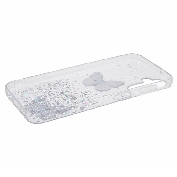 For Samsung Galaxy A14 4G / 5G Case AW Series Epoxy Butterfly Decor TPU+PVC Shockproof Cover