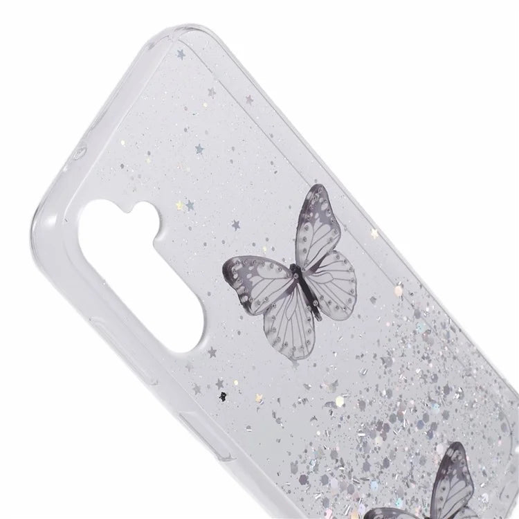 For Samsung Galaxy A14 4G / 5G Case AW Series Epoxy Butterfly Decor TPU+PVC Shockproof Cover