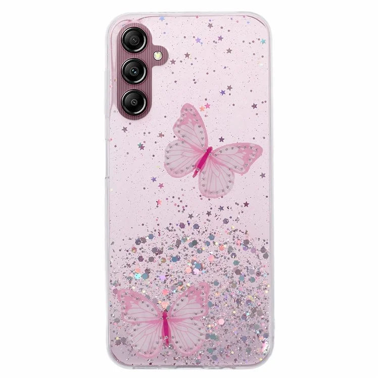 For Samsung Galaxy A14 4G / 5G Case AW Series Epoxy Butterfly Decor TPU+PVC Shockproof Cover