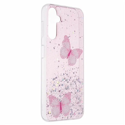 For Samsung Galaxy A14 4G / 5G Case AW Series Epoxy Butterfly Decor TPU+PVC Shockproof Cover