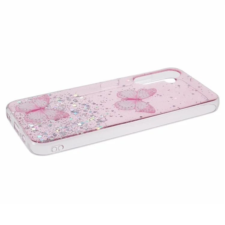 For Samsung Galaxy A14 4G / 5G Case AW Series Epoxy Butterfly Decor TPU+PVC Shockproof Cover