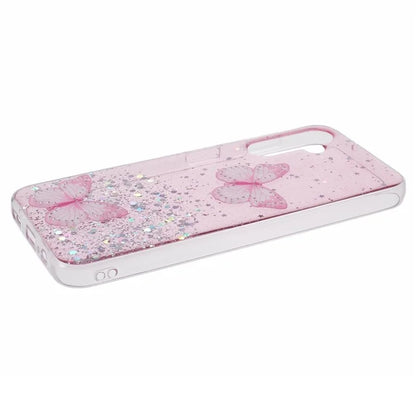 For Samsung Galaxy A14 4G / 5G Case AW Series Epoxy Butterfly Decor TPU+PVC Shockproof Cover