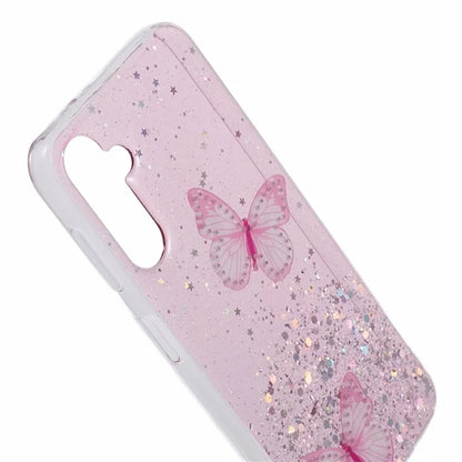 For Samsung Galaxy A14 4G / 5G Case AW Series Epoxy Butterfly Decor TPU+PVC Shockproof Cover
