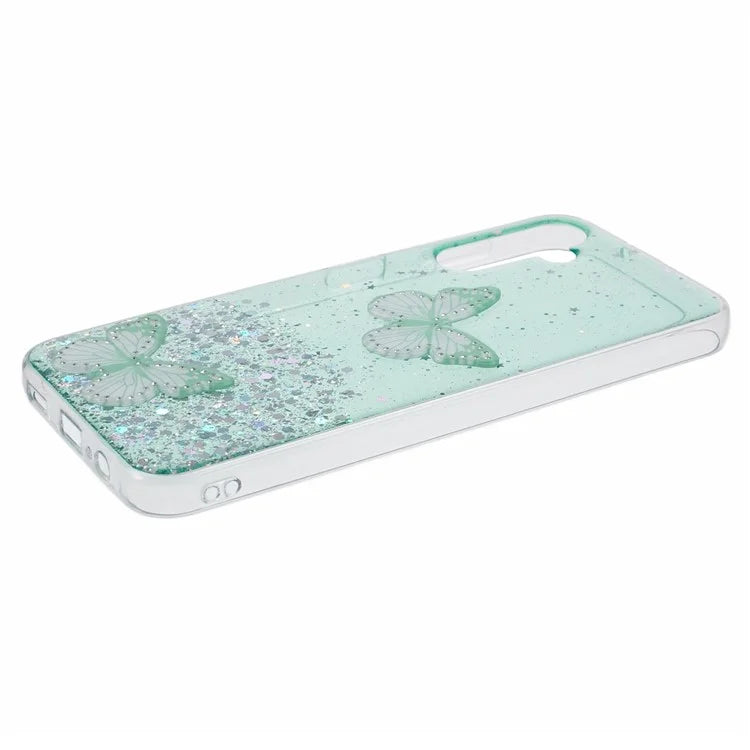 For Samsung Galaxy A14 4G / 5G Case AW Series Epoxy Butterfly Decor TPU+PVC Shockproof Cover
