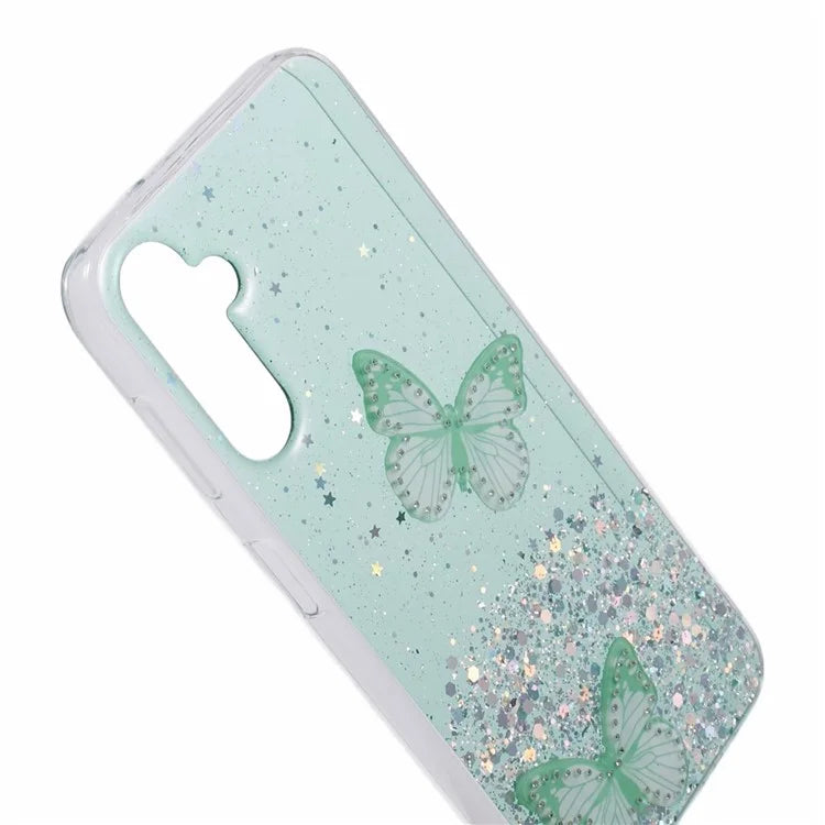 For Samsung Galaxy A14 4G / 5G Case AW Series Epoxy Butterfly Decor TPU+PVC Shockproof Cover