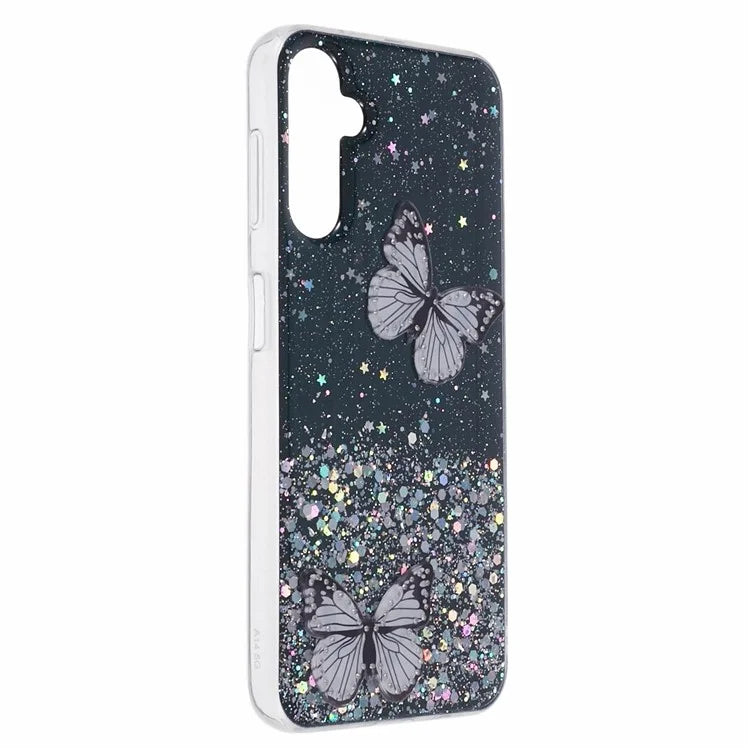 For Samsung Galaxy A14 4G / 5G Case AW Series Epoxy Butterfly Decor TPU+PVC Shockproof Cover