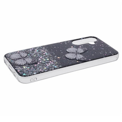 For Samsung Galaxy A14 4G / 5G Case AW Series Epoxy Butterfly Decor TPU+PVC Shockproof Cover
