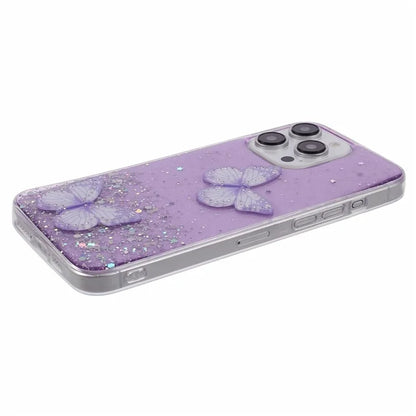 AW Series For iPhone 13 Pro Max 6.7 inch Case TPU+PVC Sparkle Epoxy Big Rear Lens Hole Phone Back Cover