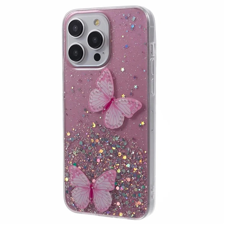 AW Series For iPhone 13 Pro Max 6.7 inch Case TPU+PVC Sparkle Epoxy Big Rear Lens Hole Phone Back Cover
