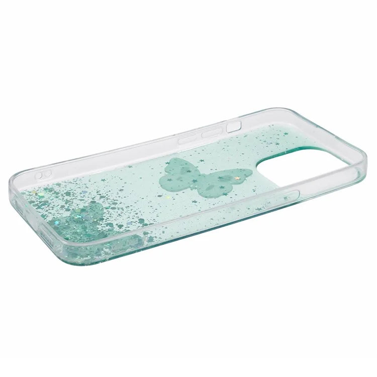 AW Series For iPhone 13 Pro Max 6.7 inch Case TPU+PVC Sparkle Epoxy Big Rear Lens Hole Phone Back Cover