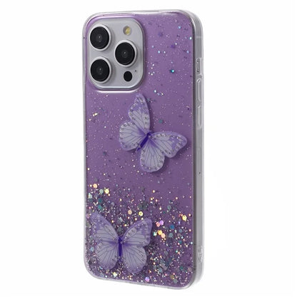 AW Series For iPhone 14 Pro Max Case TPU+PVC Butterfly Decor Phone Cover with Big Rear Lens Hole