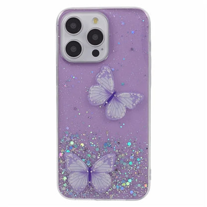 AW Series For iPhone 14 Pro Max Case TPU+PVC Butterfly Decor Phone Cover with Big Rear Lens Hole