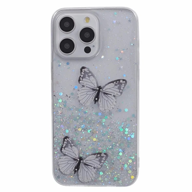 AW Series For iPhone 14 Pro Max Case TPU+PVC Butterfly Decor Phone Cover with Big Rear Lens Hole
