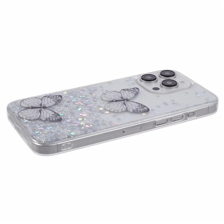 AW Series For iPhone 14 Pro Max Case TPU+PVC Butterfly Decor Phone Cover with Big Rear Lens Hole