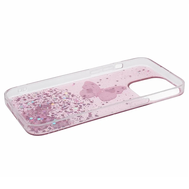 AW Series For iPhone 14 Pro Max Case TPU+PVC Butterfly Decor Phone Cover with Big Rear Lens Hole