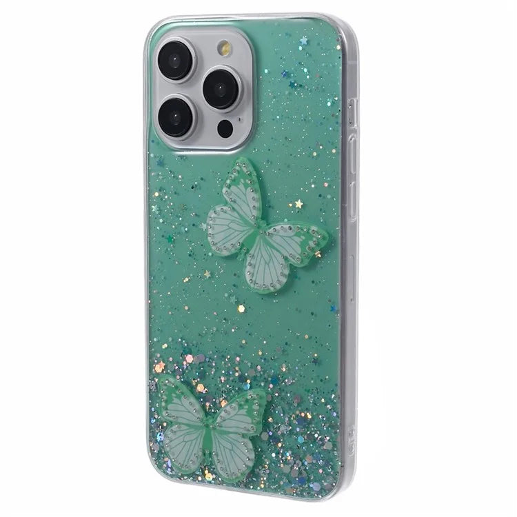 AW Series For iPhone 14 Pro Max Case TPU+PVC Butterfly Decor Phone Cover with Big Rear Lens Hole