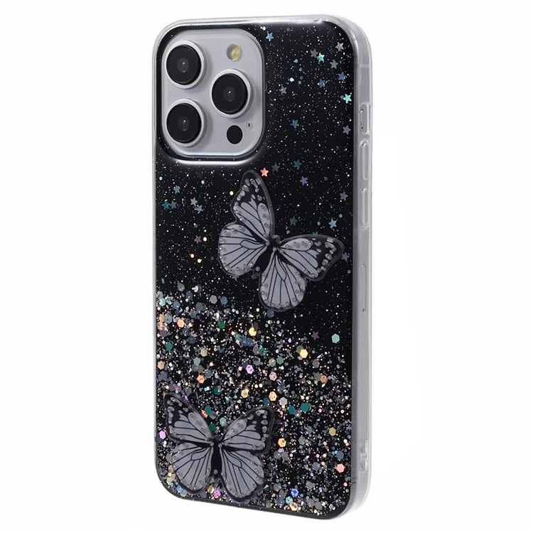 AW Series For iPhone 14 Pro Max Case TPU+PVC Butterfly Decor Phone Cover with Big Rear Lens Hole