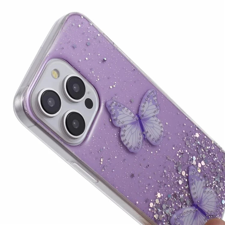 AW Series For iPhone 15 Pro Case TPU+PVC Sparkle Epoxy Big Rear Lens Hole Protective Cover