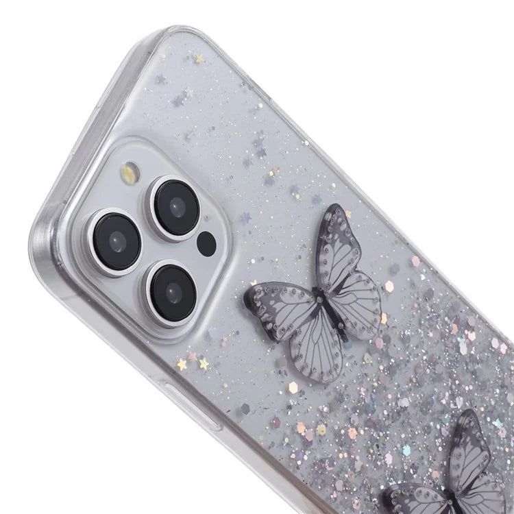 AW Series For iPhone 15 Pro Case TPU+PVC Sparkle Epoxy Big Rear Lens Hole Protective Cover