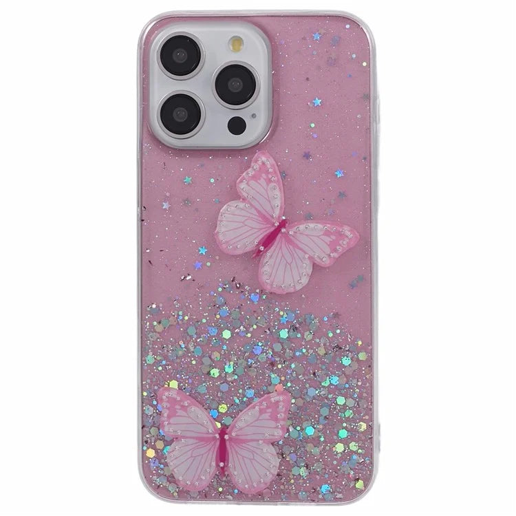 AW Series For iPhone 15 Pro Case TPU+PVC Sparkle Epoxy Big Rear Lens Hole Protective Cover