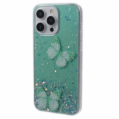 AW Series For iPhone 15 Pro Case TPU+PVC Sparkle Epoxy Big Rear Lens Hole Protective Cover